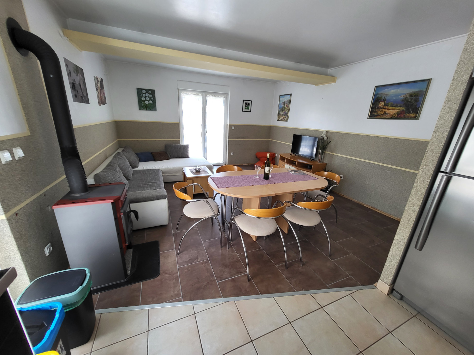 Large open concept living room + dining room + kitchen